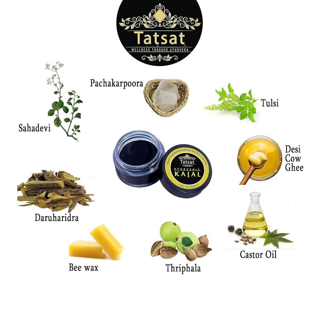 TATSAT Kajal made in Kerala reflects traditional Ayurvedic craftsmanship.