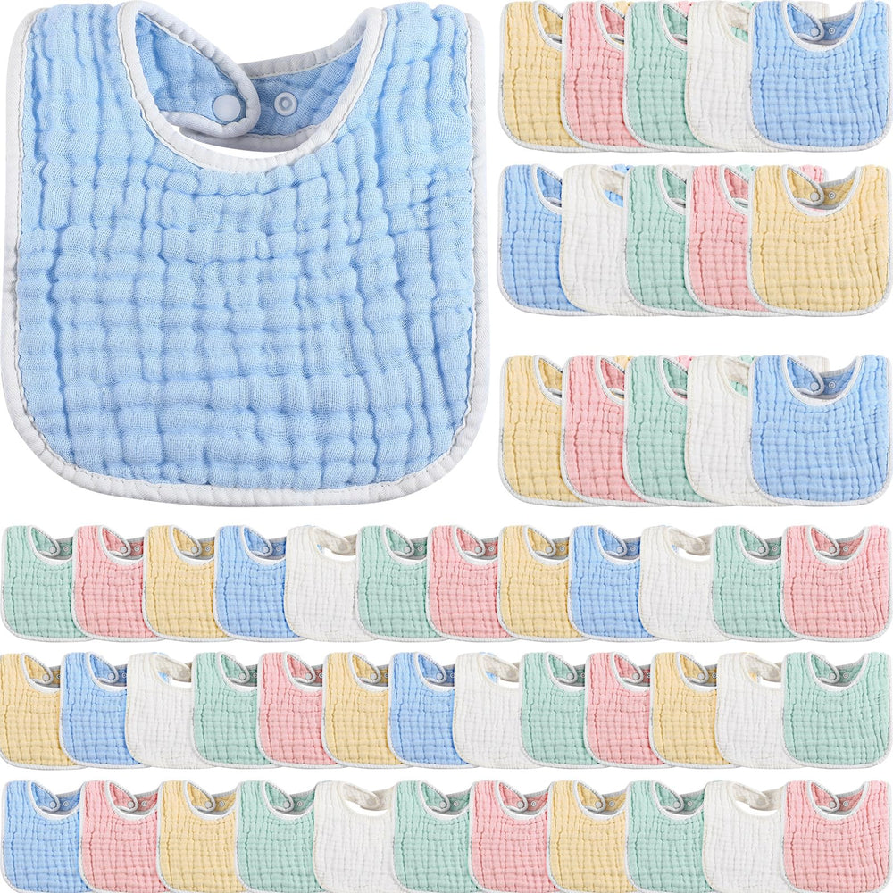 Tatuo baby bib muslin blue offers six-layer absorbent protection for teething drool