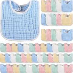 Tatuo baby bib muslin blue offers six-layer absorbent protection for teething drool