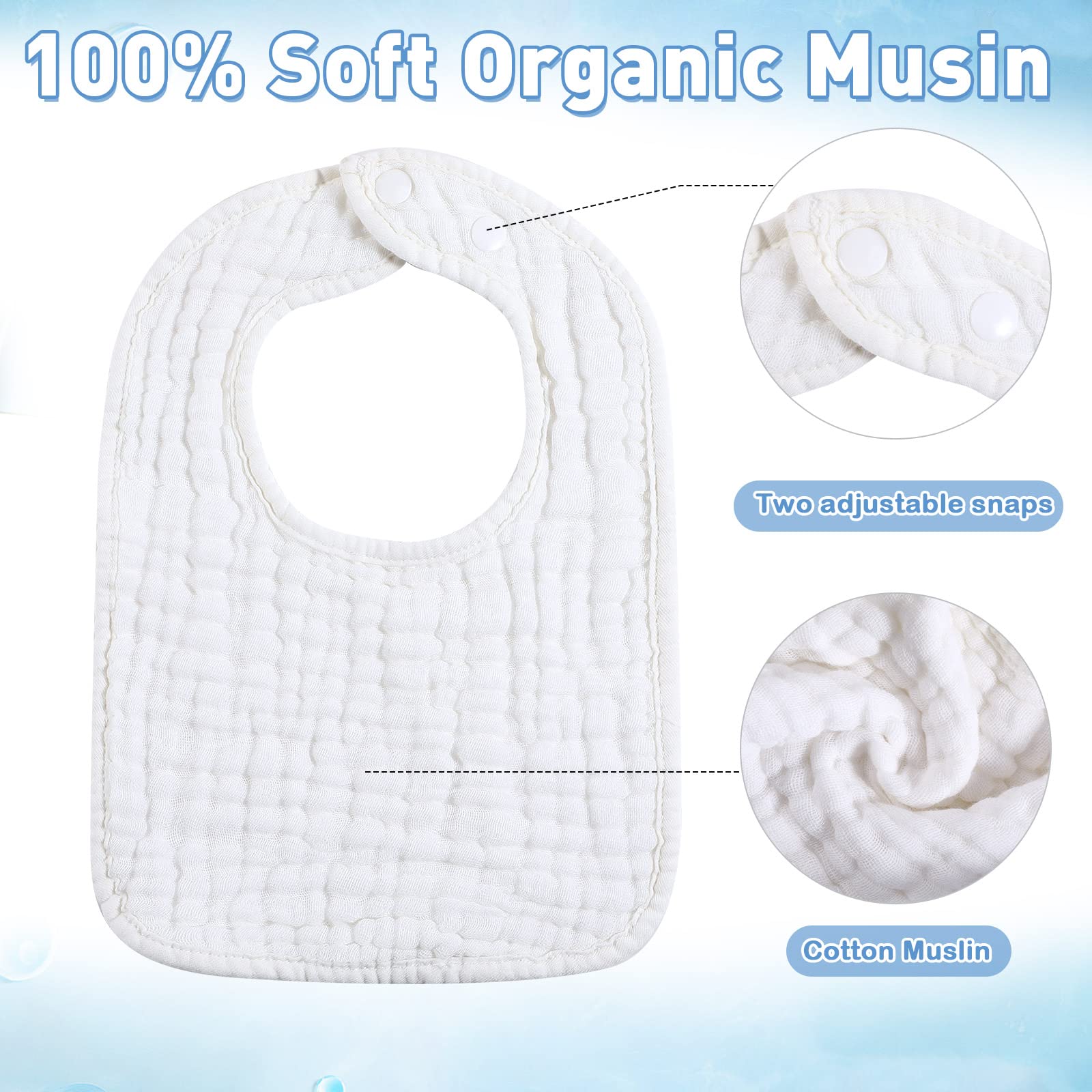 Tatuo green muslin bib with six layers provides effective drool absorption