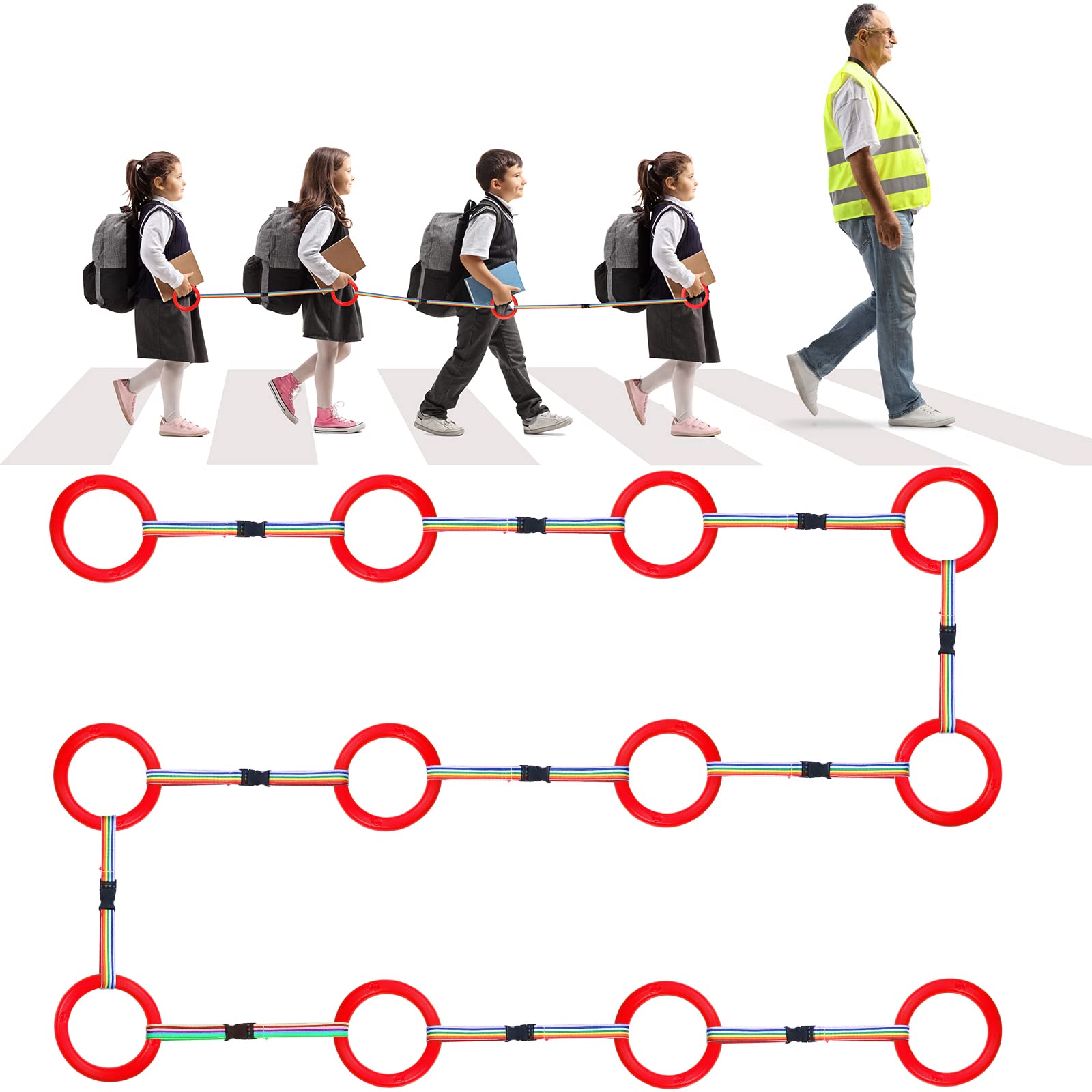 Tatuo Toddlers Walking Rope set in red helps maintain orderly lines.