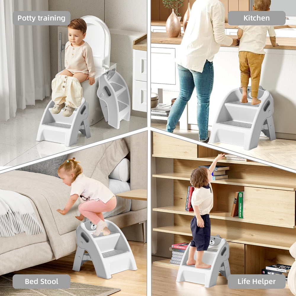Tavlshero anti-slip A-frame stool provides stable support for potty training.