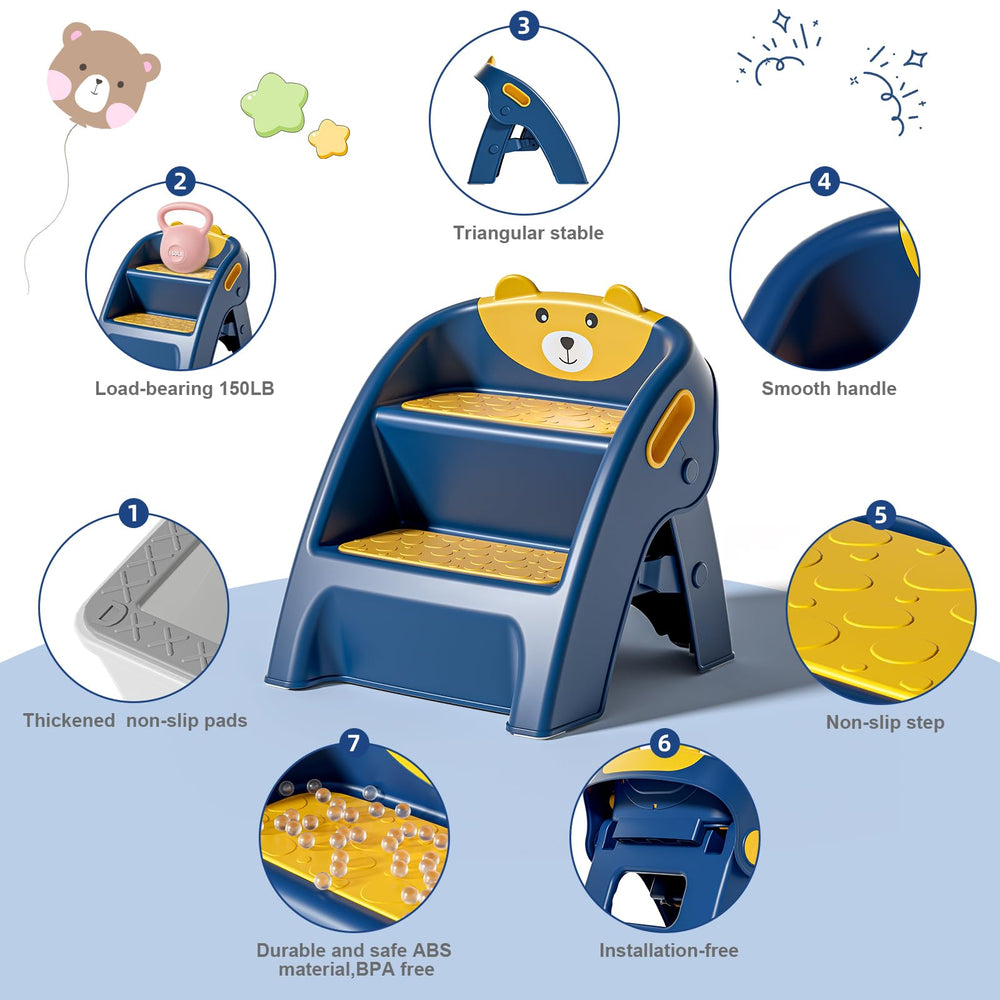 Tavlshero anti-slip steps on an A-frame design provide secure footing for toddlers.