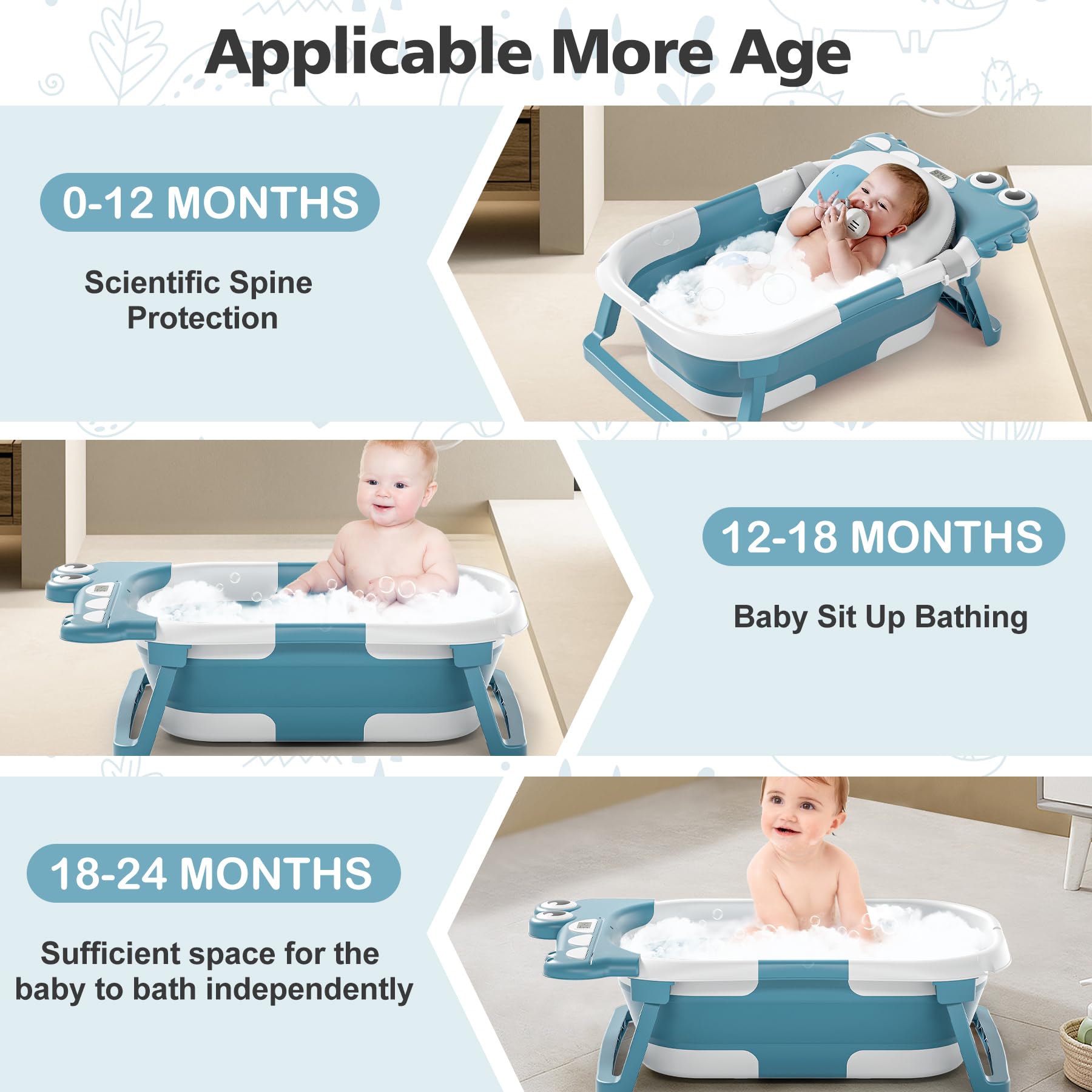 Tavlshero baby bath made from odorless safe PP+TPE materials for gentle use