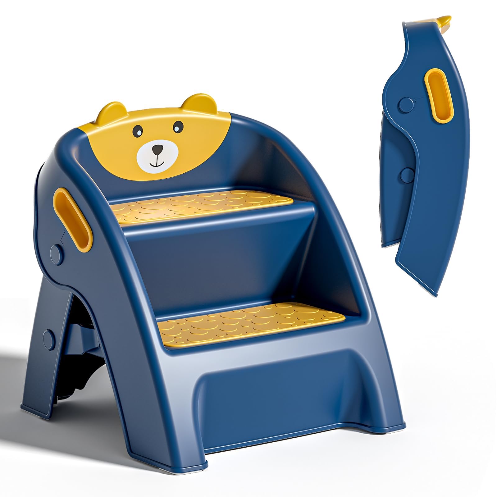 Tavlshero folding toddler step stool compact storage keeps small bathrooms organized.