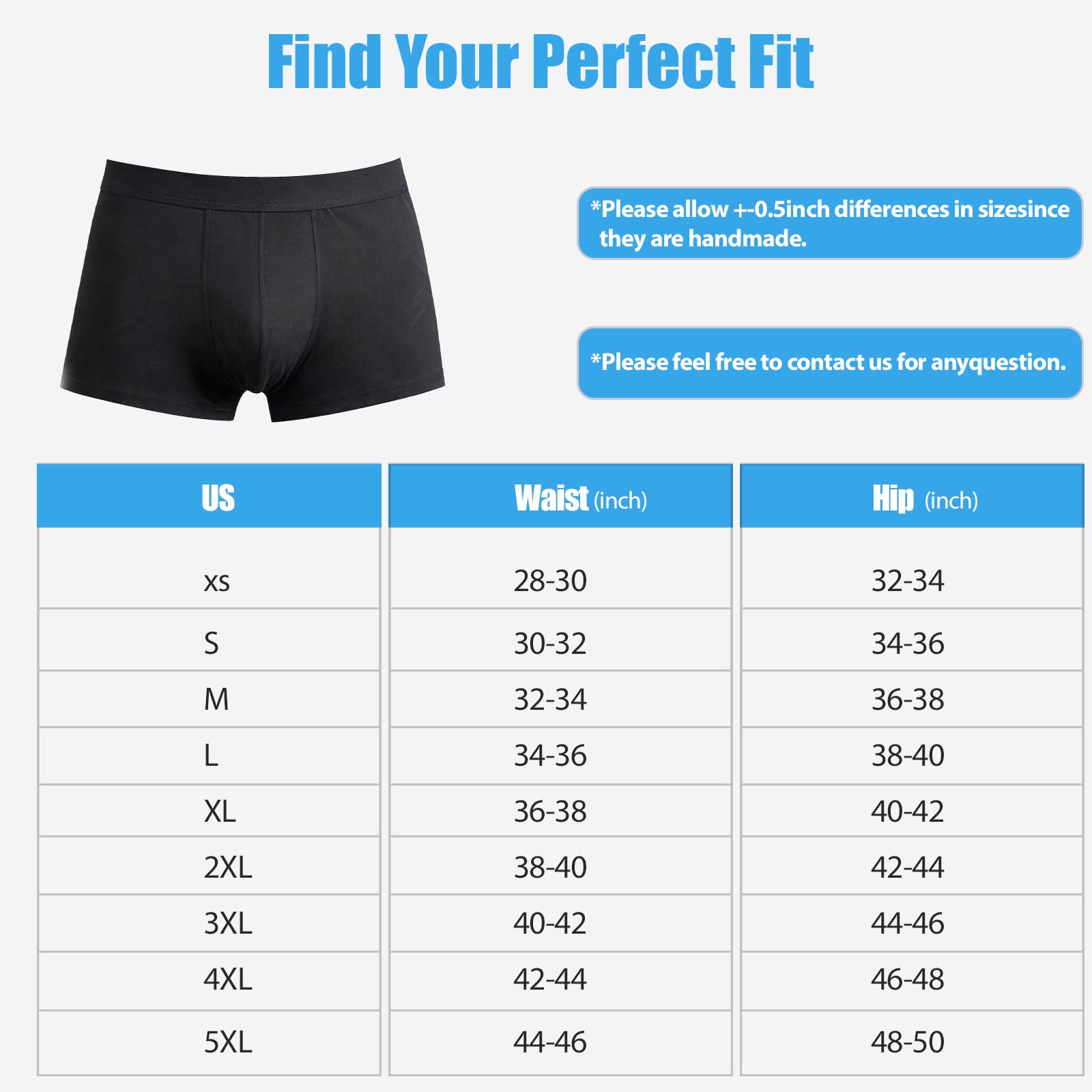 Tawyisi 4XL tag on men's underwear for size fit