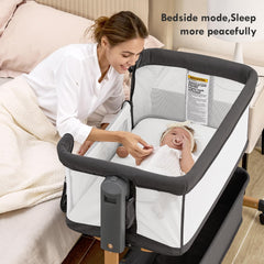 Taylengrow Baby bassinet height adjustments with six levels for bed alignment