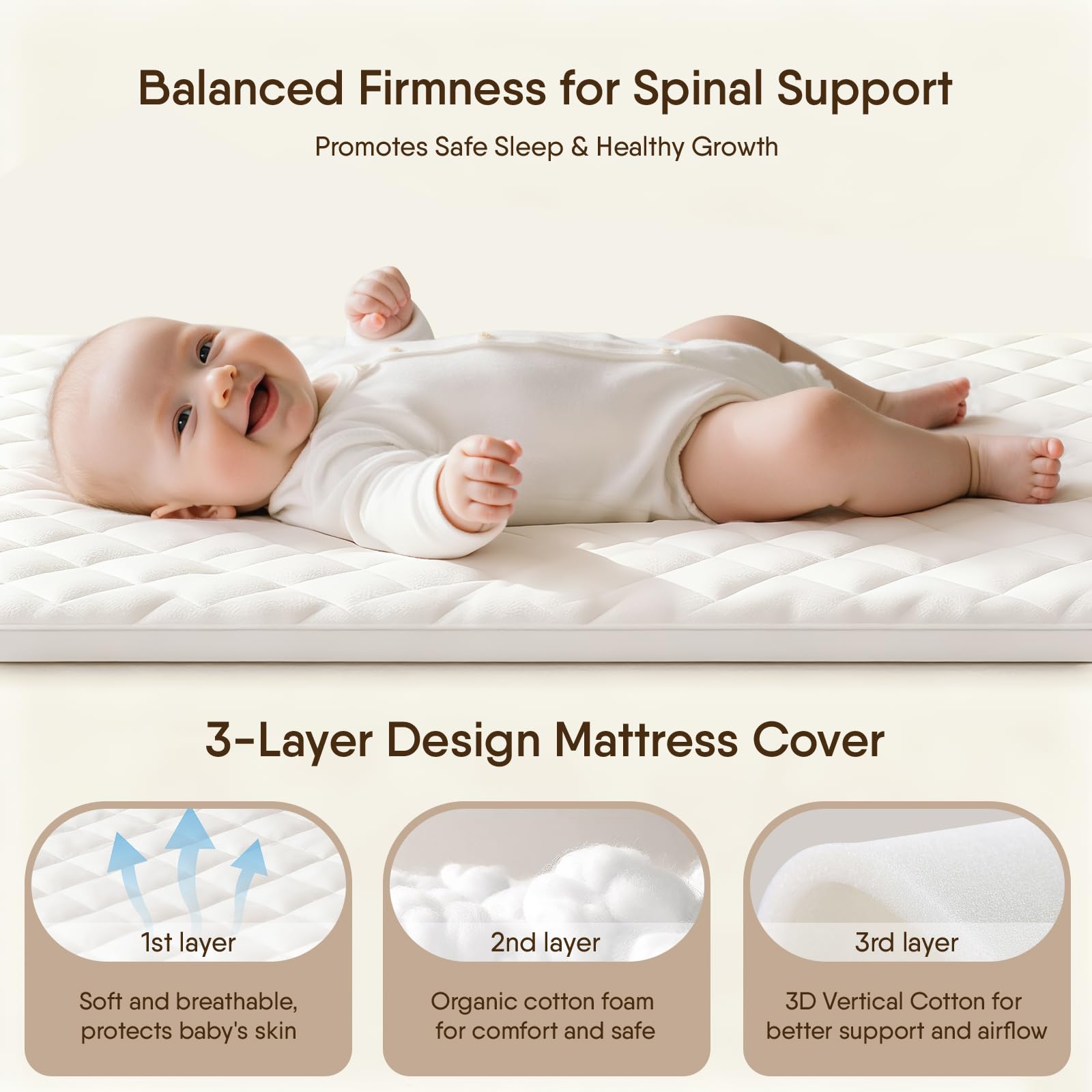 All-mesh design promotes airflow and baby visibility.