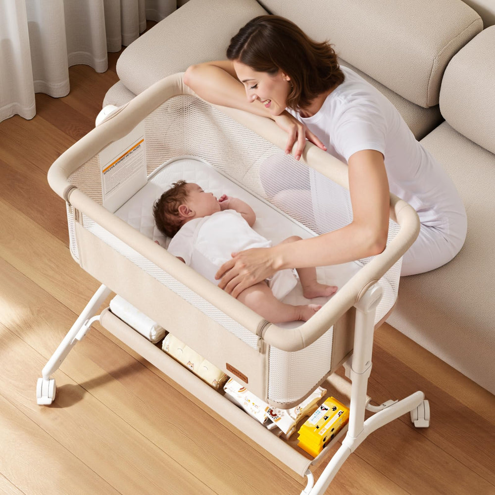 Taylengrow bassinet washable mattress for clean, comfortable sleeping surface.