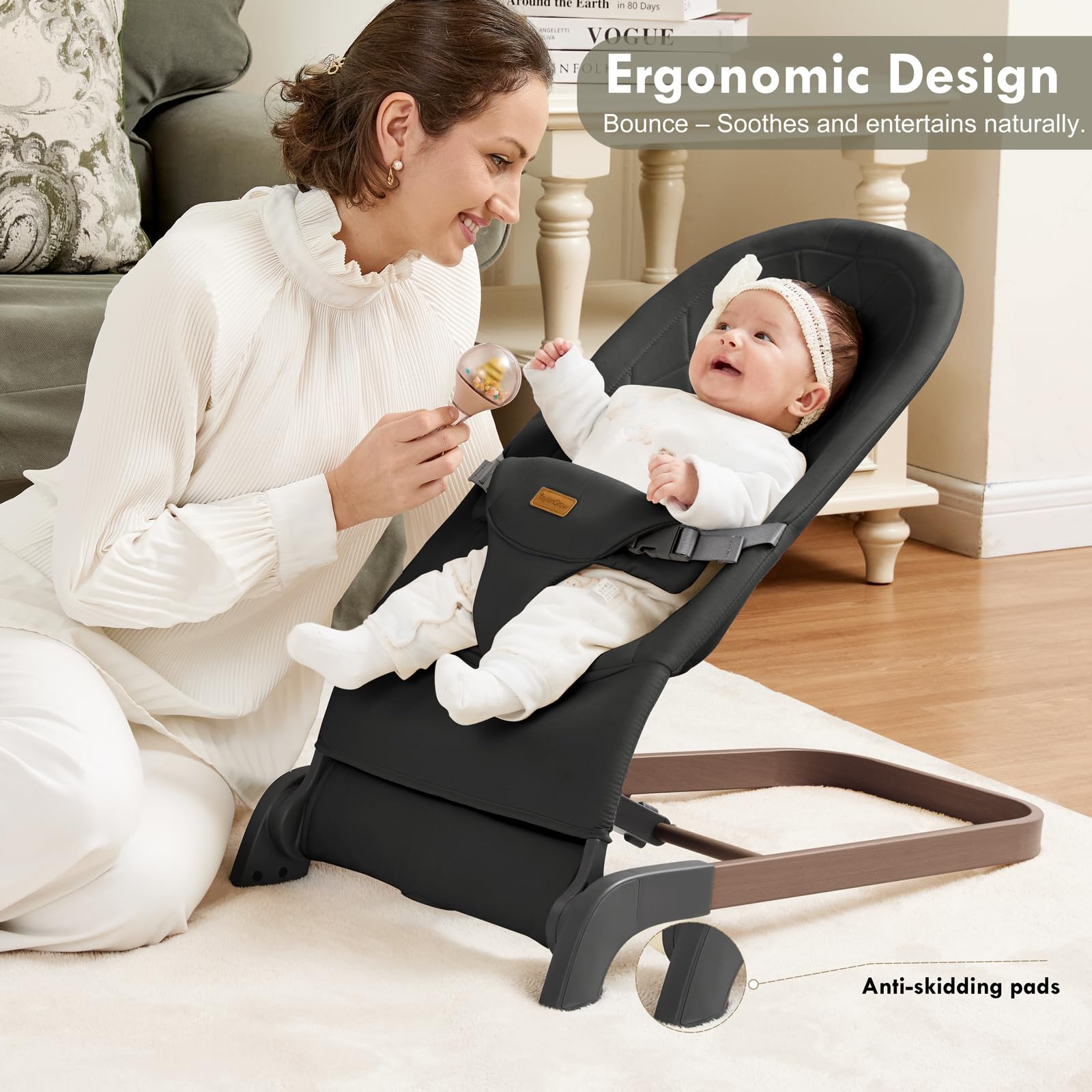 Taylengrow Baby three-height adjustment enables easy feeding soothing and play