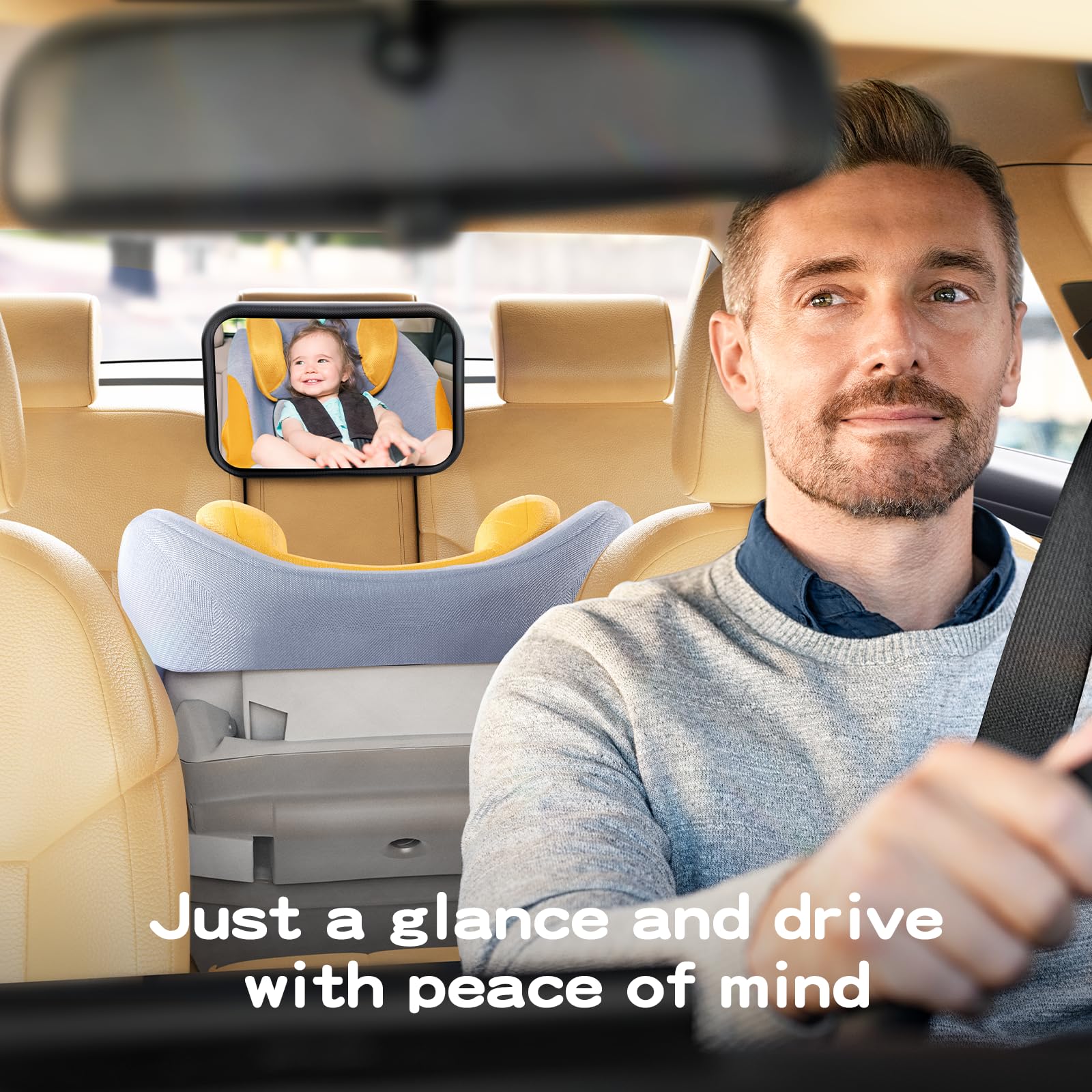 TAZENI wide-view mirror offers a clear look at your infant on the road