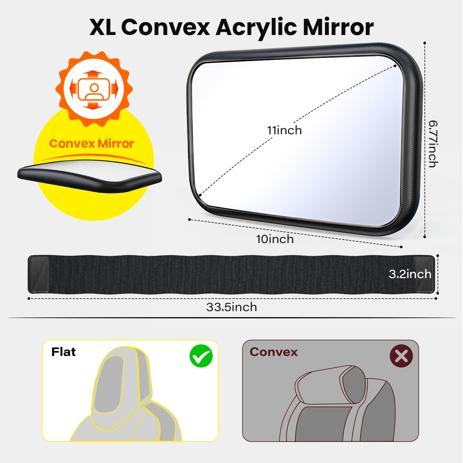 TAZENI crash-tested baby mirror designed for backseat safety