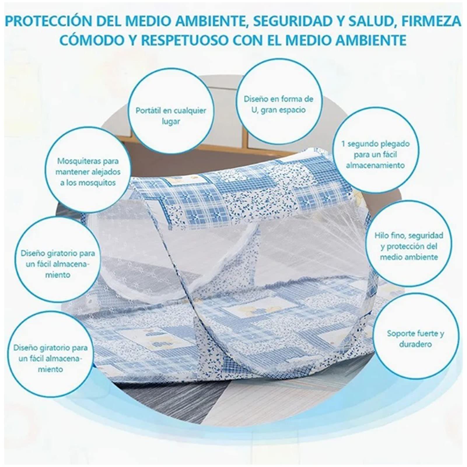 Tbest Baby Crib Net Tent blue breathable mesh closeup showing airflow
