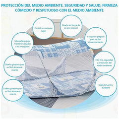 Tbest Baby Crib Net Tent blue breathable mesh closeup showing airflow
