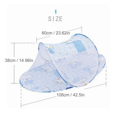 Tbest Baby Crib Net Tent blue travel-ready setup in crib