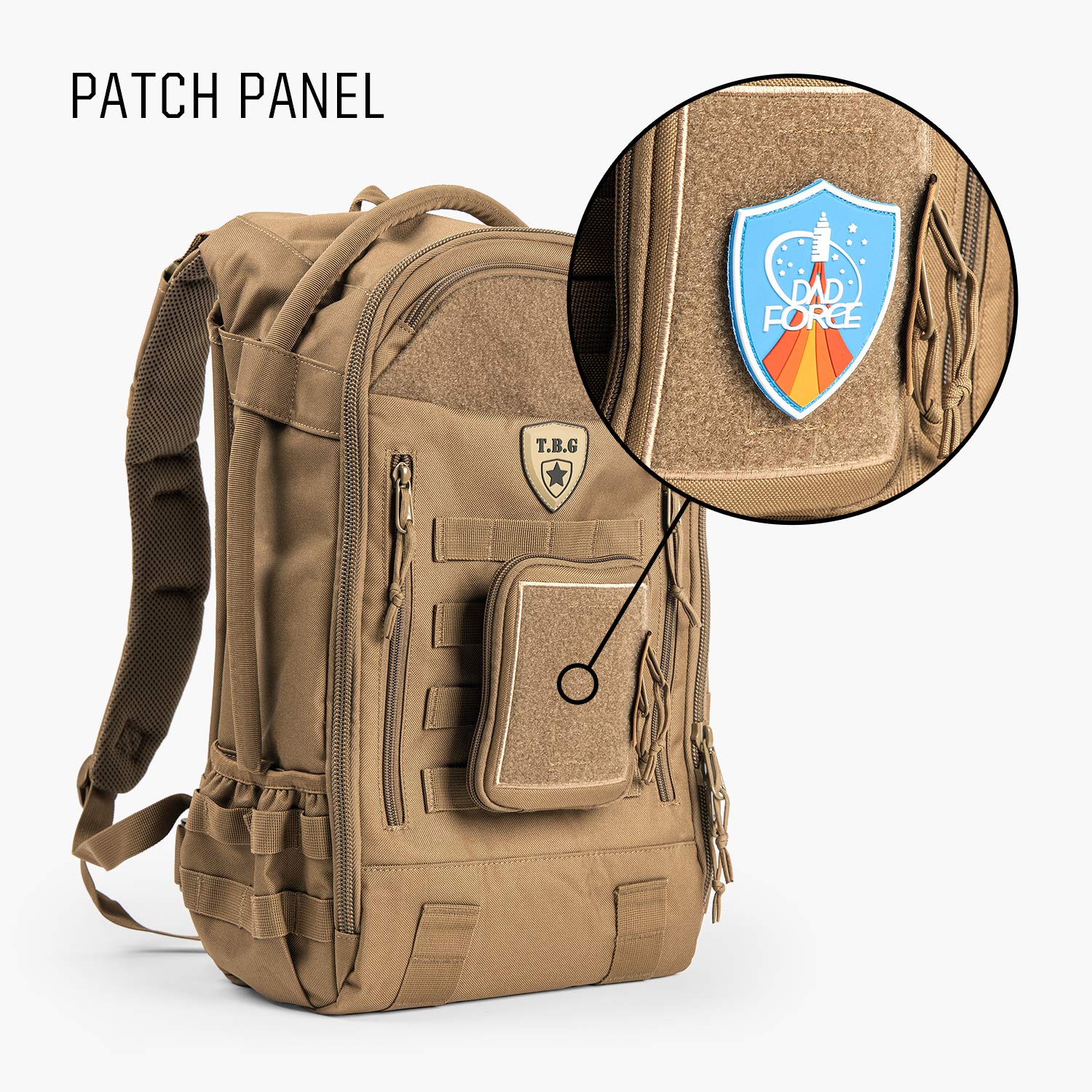 MOLLE-compatible attachment lets you secure the pouch to your diaper bag.