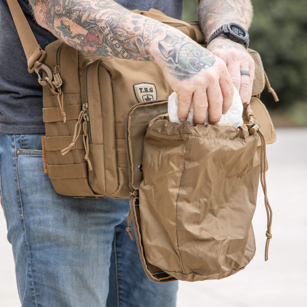 Ranger Green Dirty Diaper Dump Pouch built with rugged 600D fabric for daily use.