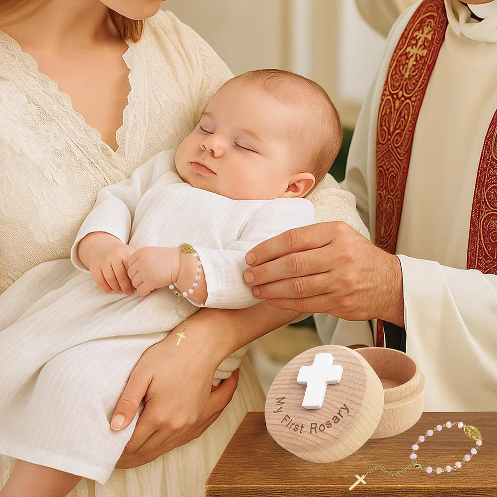 TBTFW Exquisite pink rosary decor for keepsake display