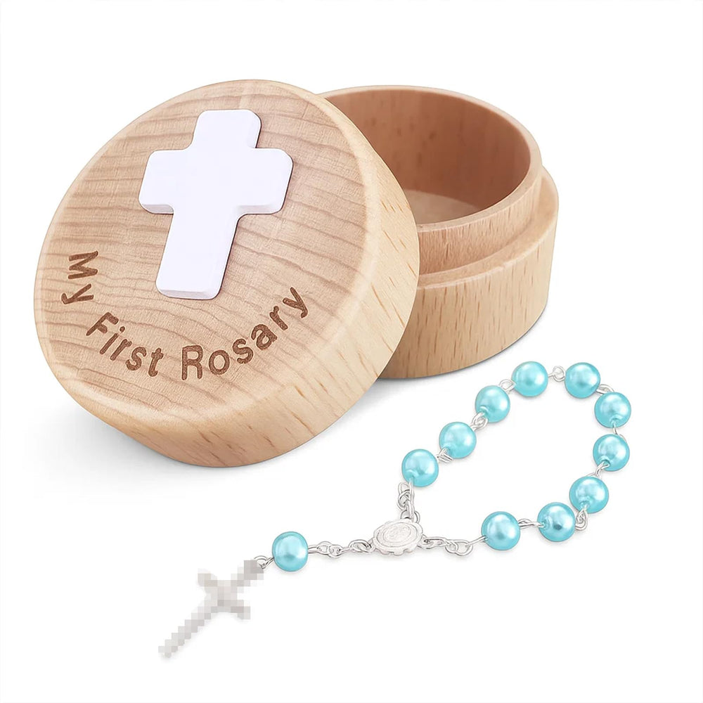 TBTFW My First Rosary with baby blue beads for precious baptism memories.
