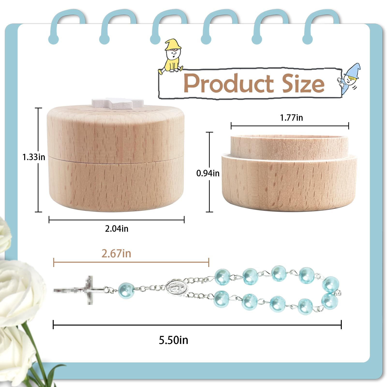 TBTFW Keepsake wooden box lid features a three-dimensional cross for memorable christening moments.