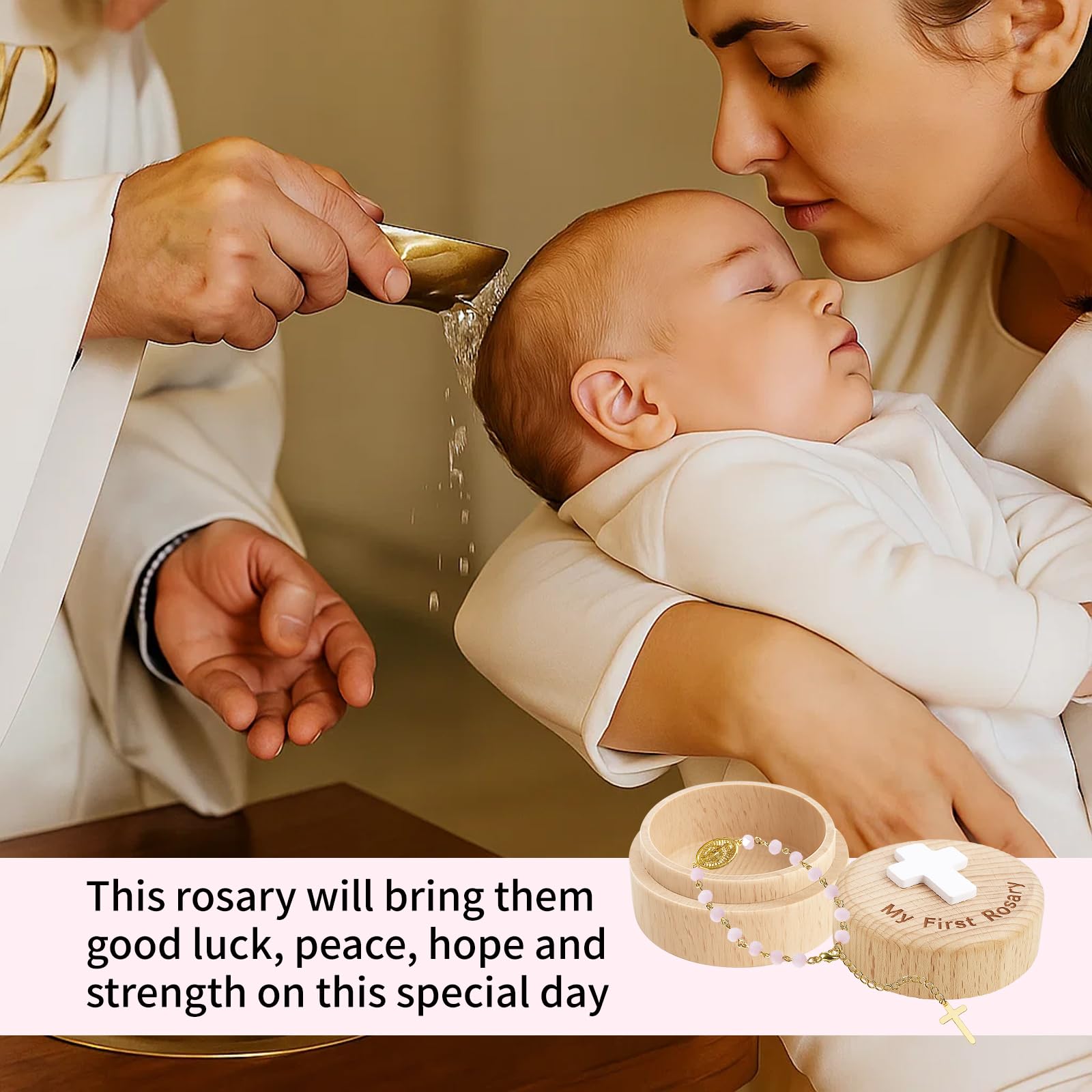 TBTFW Baby rosary lightweight and wearable as a faith symbol