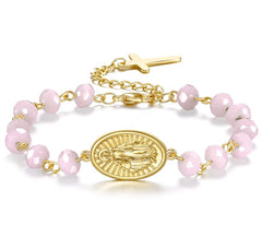 TBTFW Pink rosary with cross lid detail for ceremonies