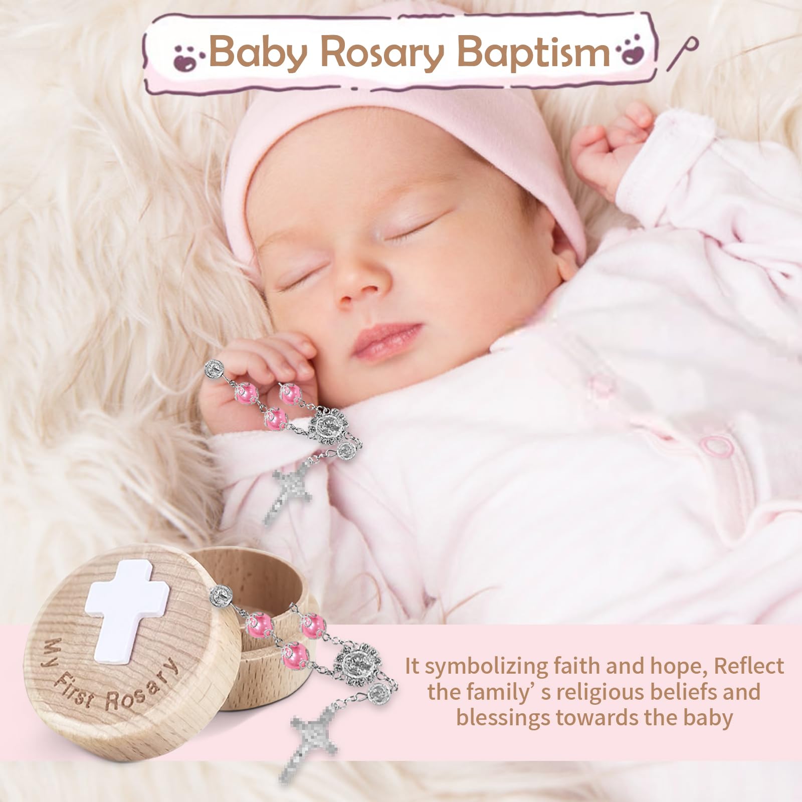TBTFW Rosary length 7.5 inches, easy to wear.