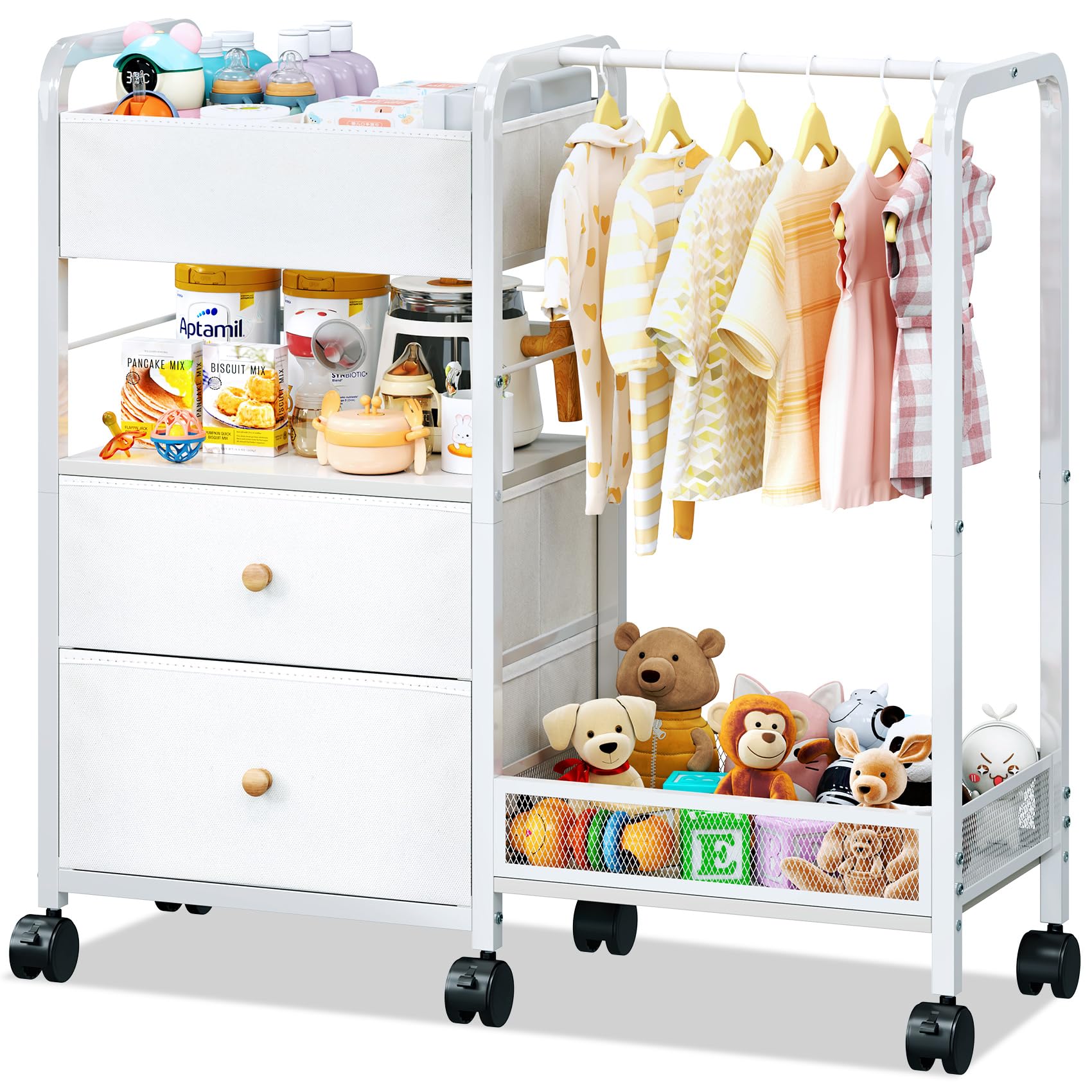 TC-HOMENY diaper caddy cart drawers keep essentials organized and easy to grab