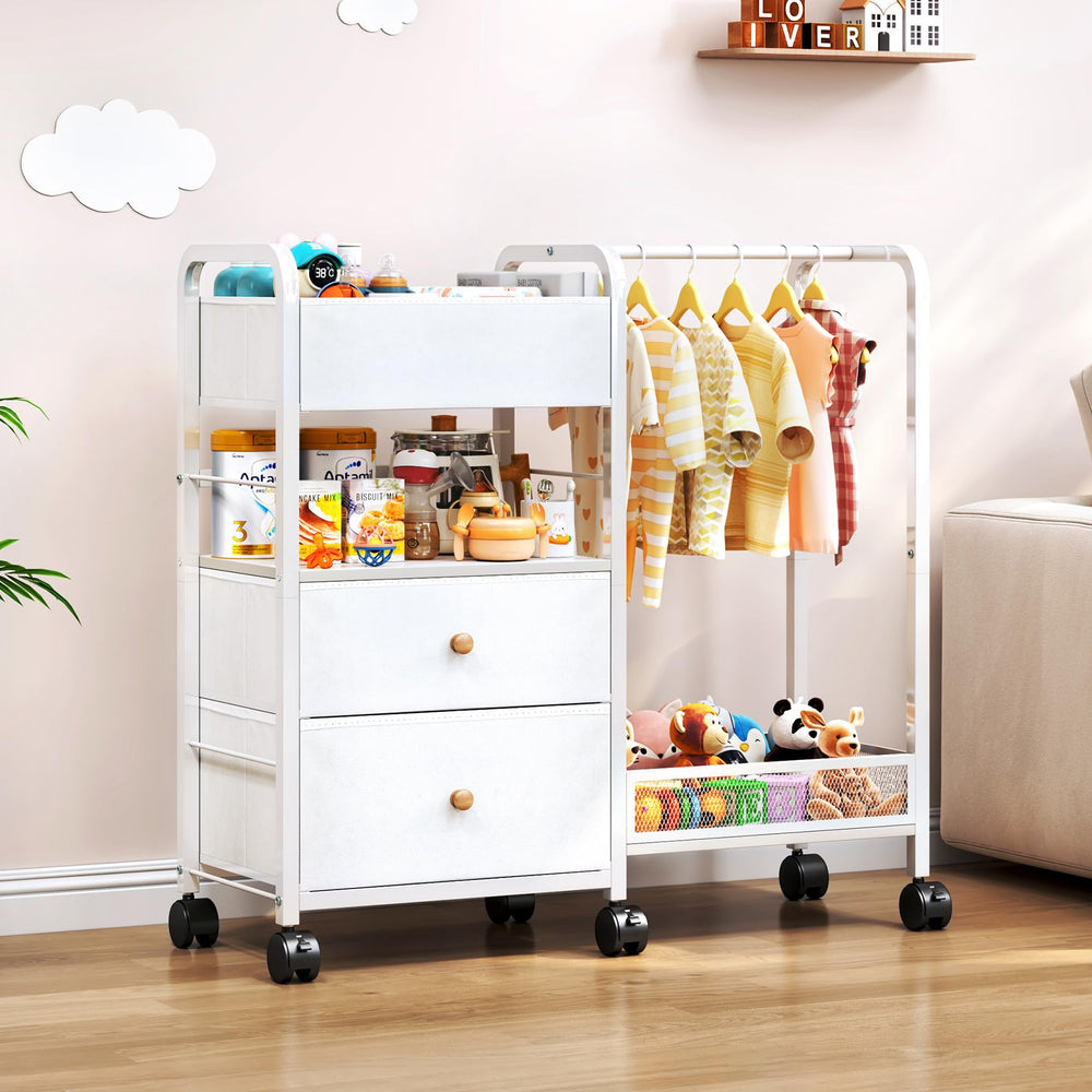 TC-HOMENY multi-use nursery cart fits beside crib for easy care