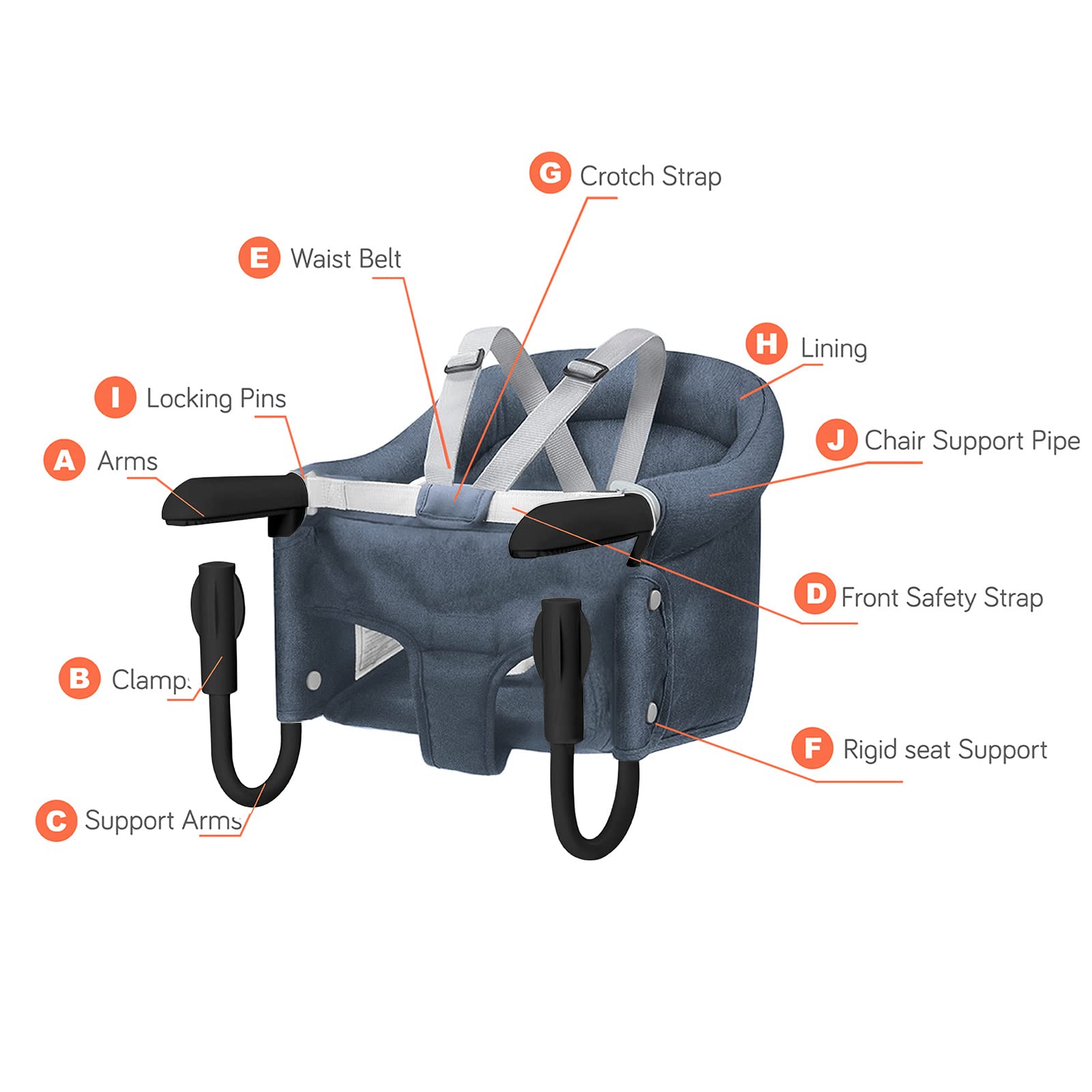 TCBunny blue travel-ready seat for indoor and outdoor use.