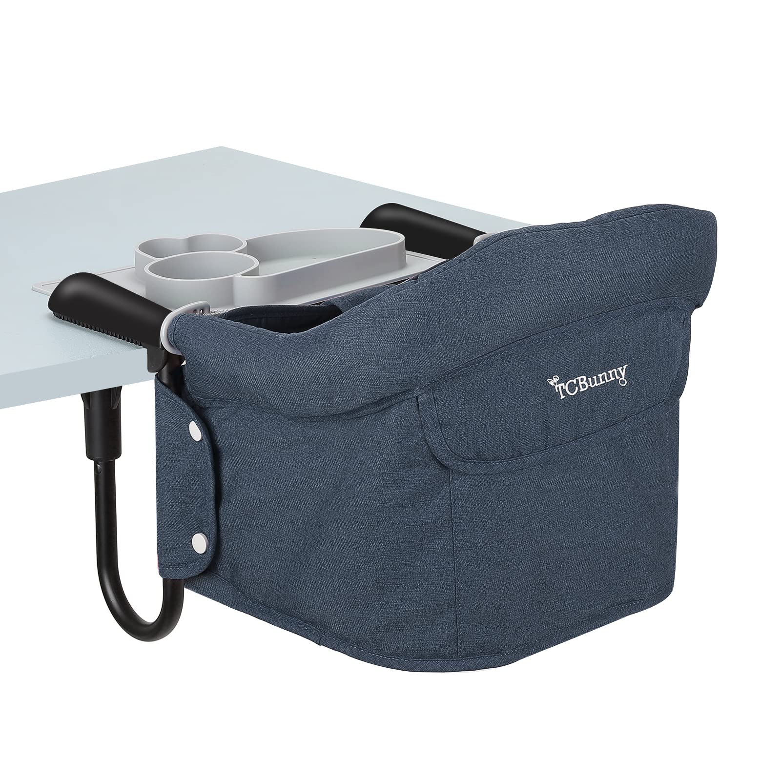 TCBunny foldable booster seat compact blue for easy travel.