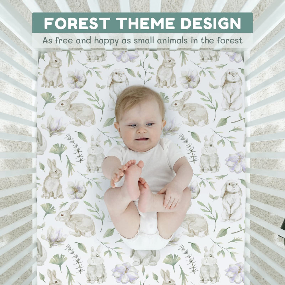 TCBunny garden-pattern crib sheet adds playful style to nursery.