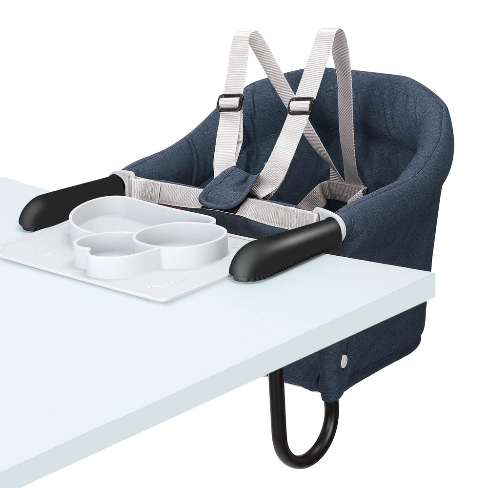 TCBunny hook-on chair tray blue for mess-free meals on the go.