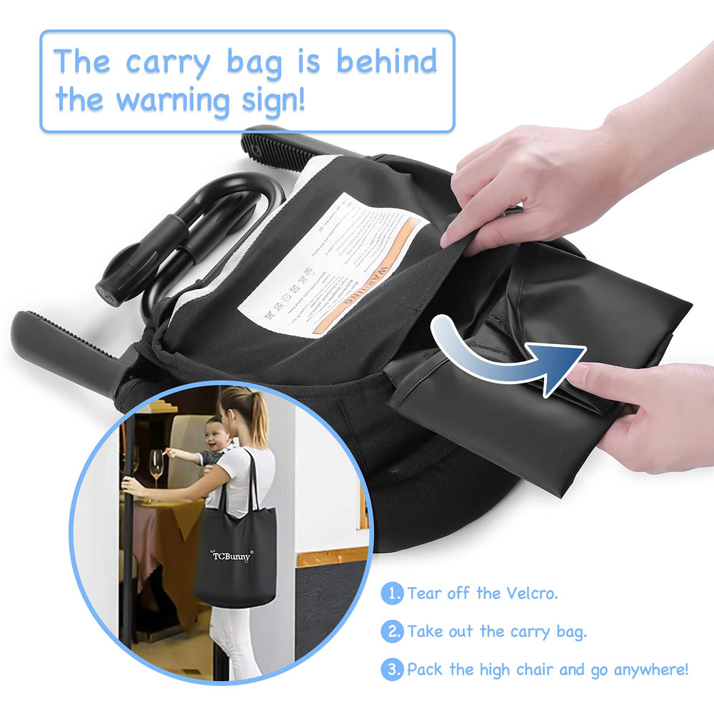 TCBunny hook-on high chair 5-point harness secures the child
