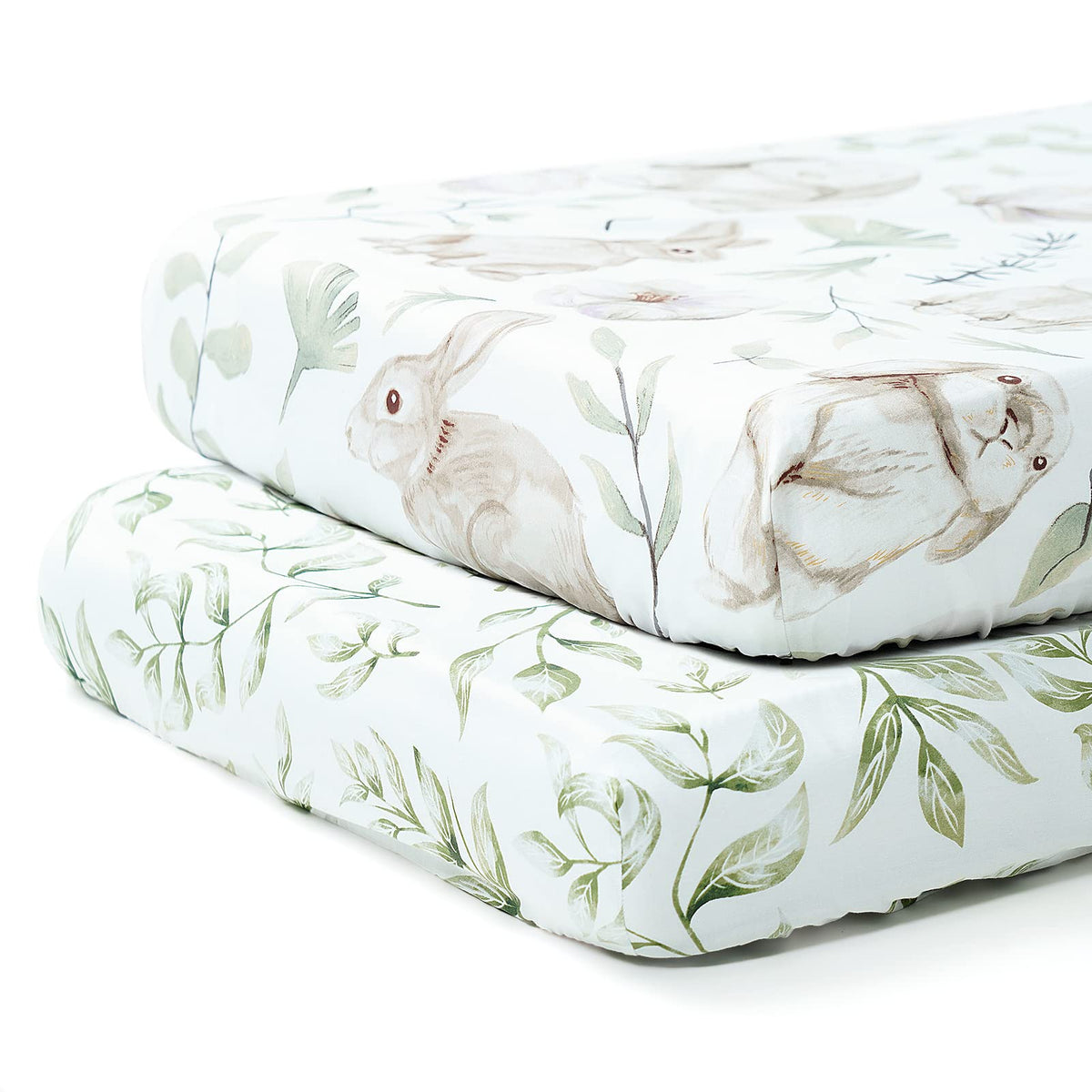 TCBunny rabbit-pattern crib sheet offers a cozy surface for baby sleep.