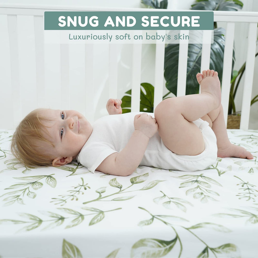 TCBunny two-pack fitted crib sheet provides everyday backup for quick changes.