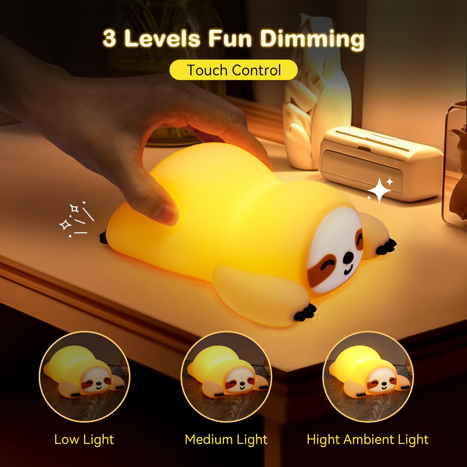 TCMOT sloth night light with touch control for easy brightness adjustment