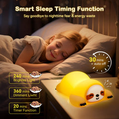 TCMOT sloth night light in night mode emits a soft, safe glow