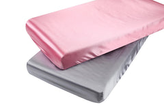 Tcmyyund satin crib sheet set 2pack closeup showing ultra-soft texture for delicate baby skin.