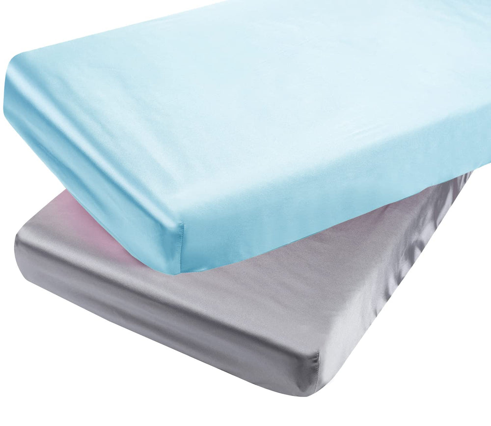 Tcmyyund satin pack n play sheet close-up texture for silky softness against baby skin