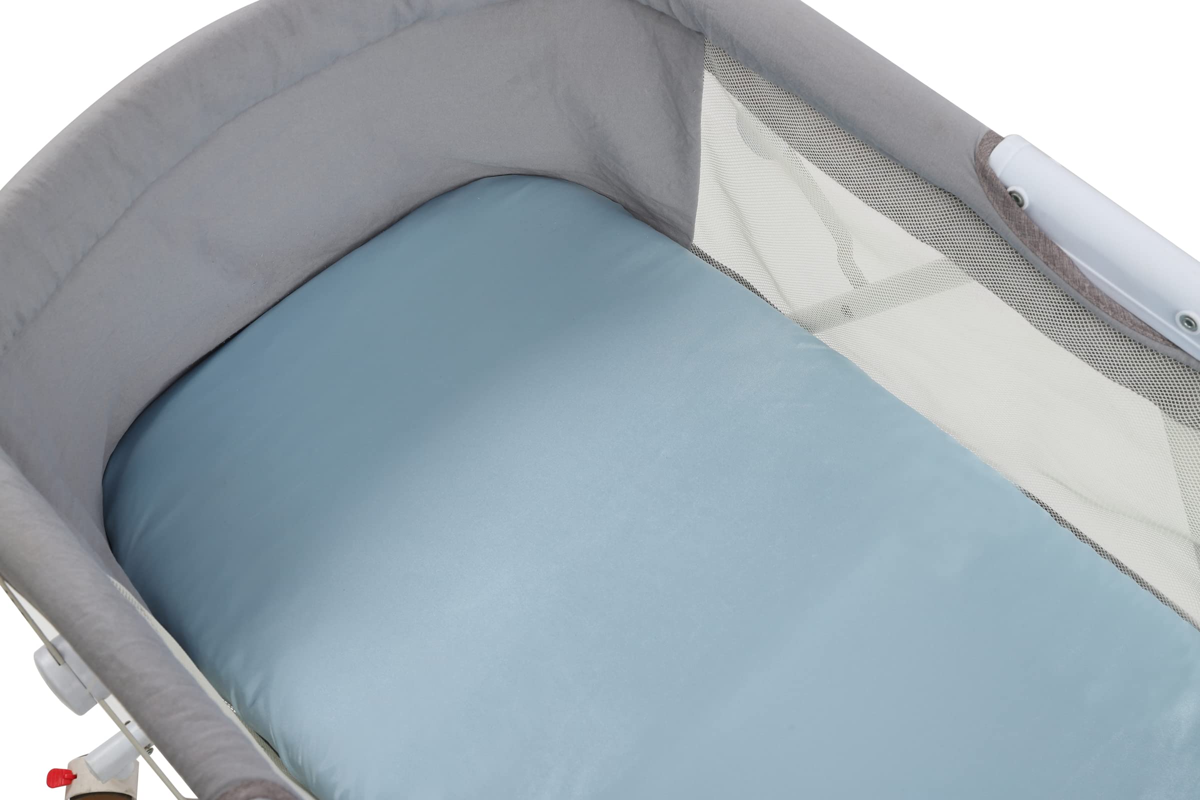 Tcmyyund satin sheet shown on a mini crib for quick changes