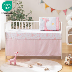 TCOYIWL crib skirt with 14-inch drop adds a tidy base and breathability