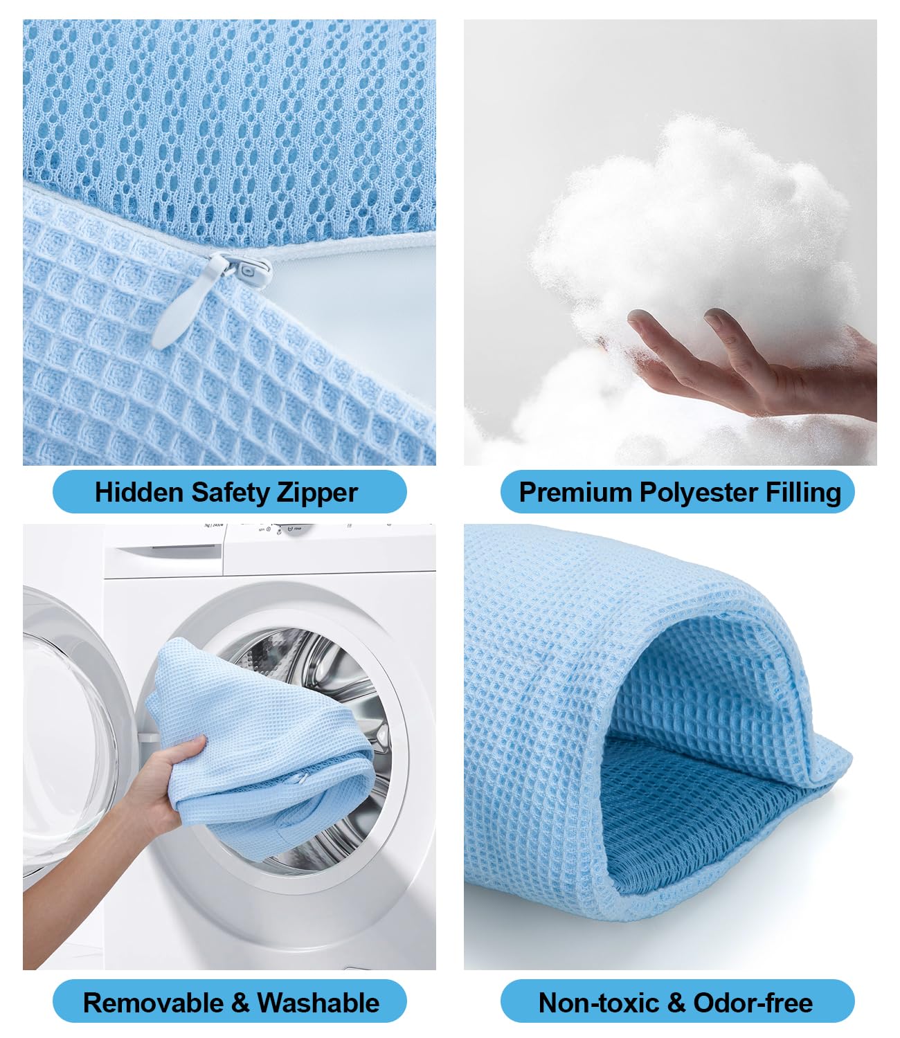 Tcruybed nursing pillow dual-side anti-slip fabric keeps baby in place.