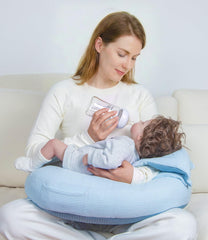 Tcruybed 5-in-1 nursing pillow front view with ergonomic support for baby and mom.