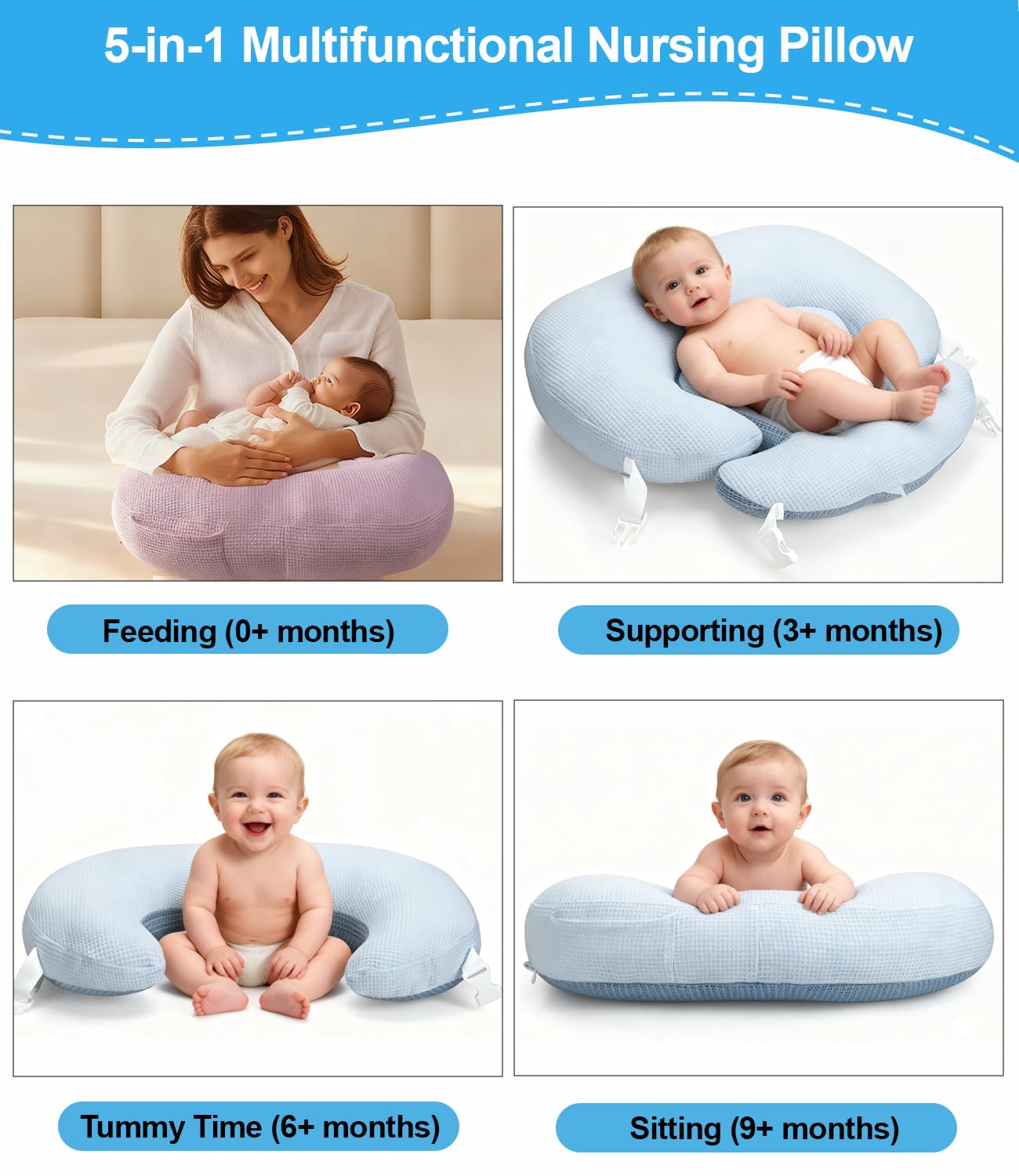 Tcruybed nursing pillow removable cover for easy cleaning.