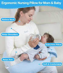 Tcruybed nursing pillow side view with arm pillow for comfortable feeding.