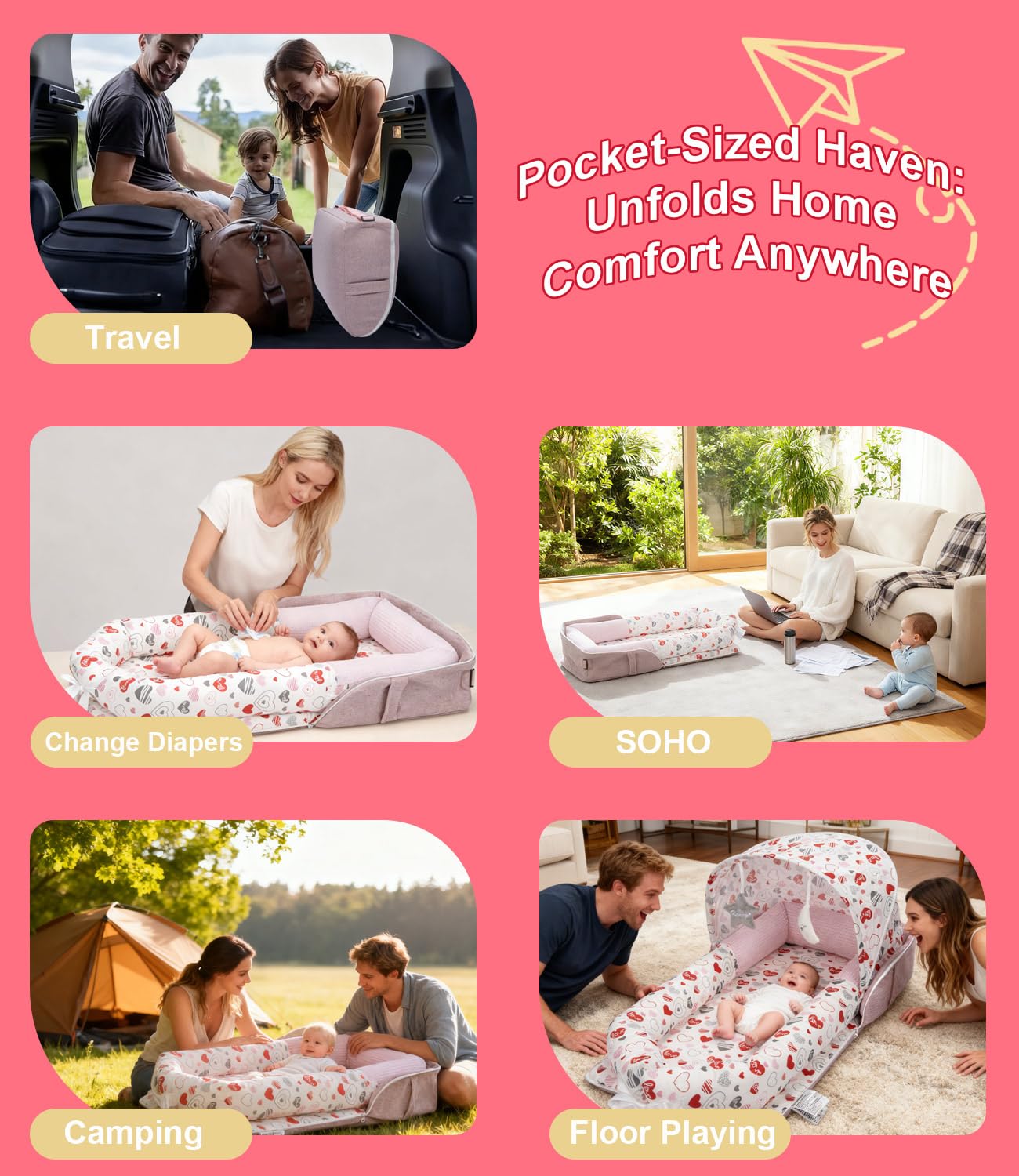Tcruybed lounger doubles as a portable changing pad.