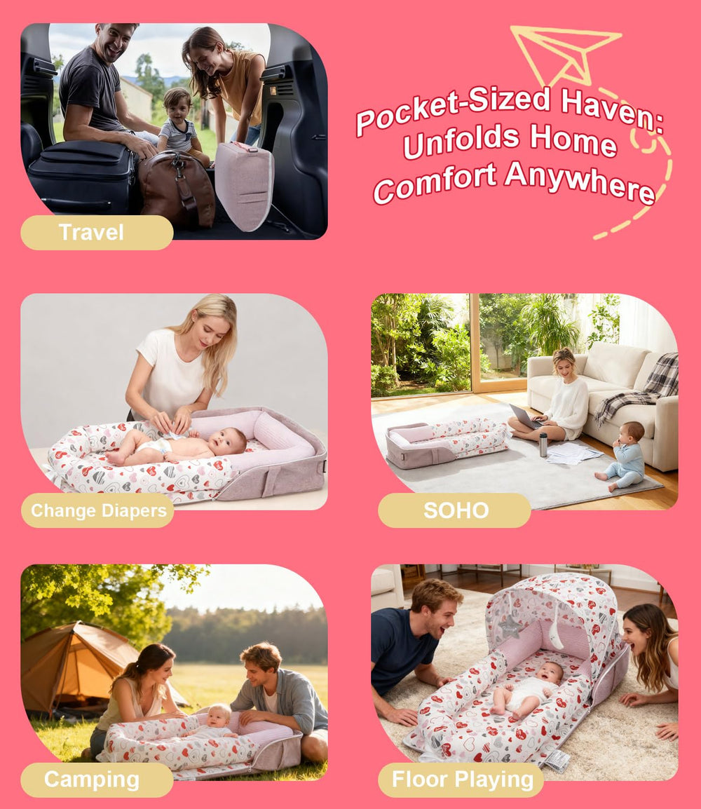 Tcruybed lounger doubles as a portable changing pad.