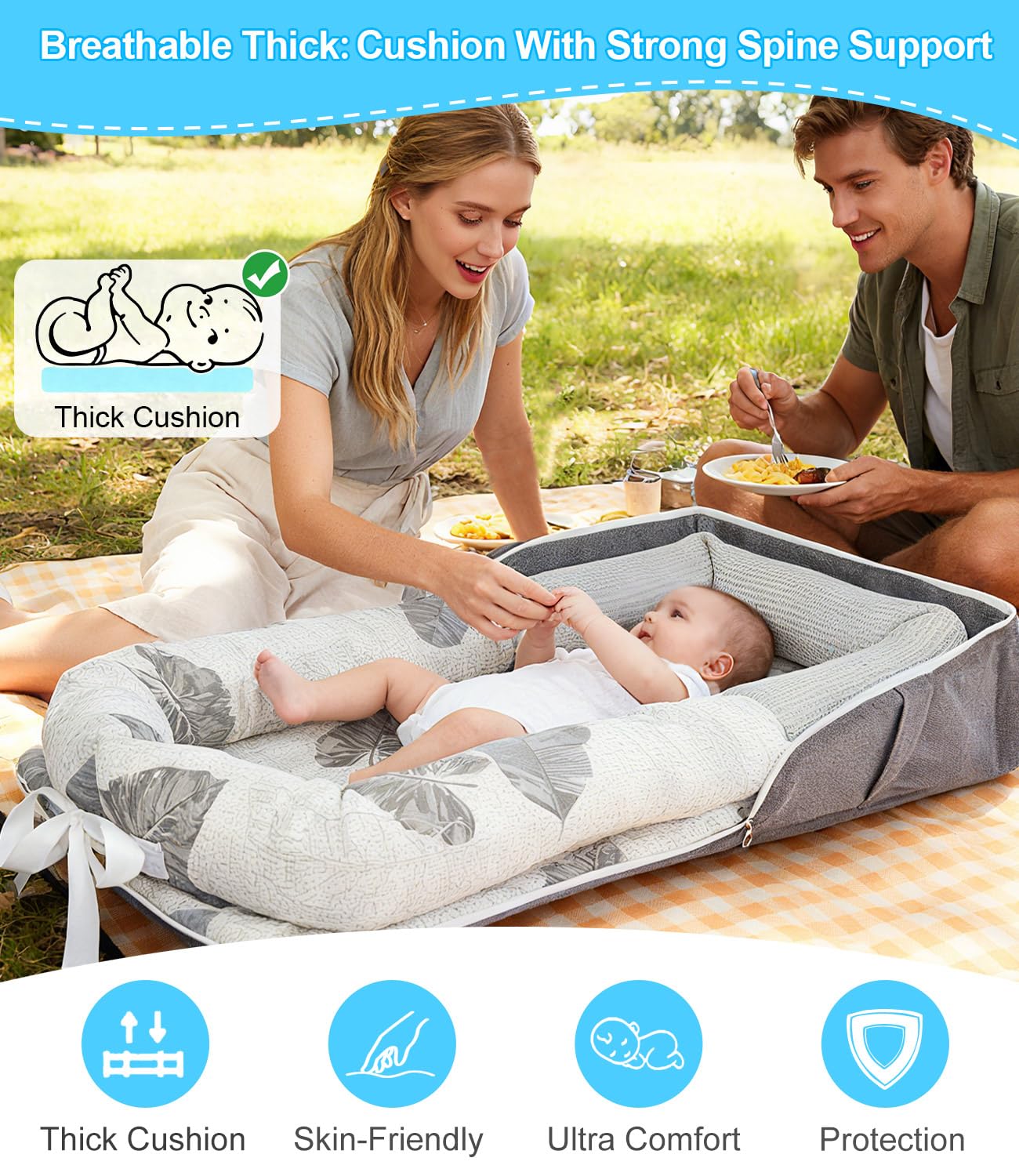 Tcruybed baby nest unfolded showing roomy, secure space