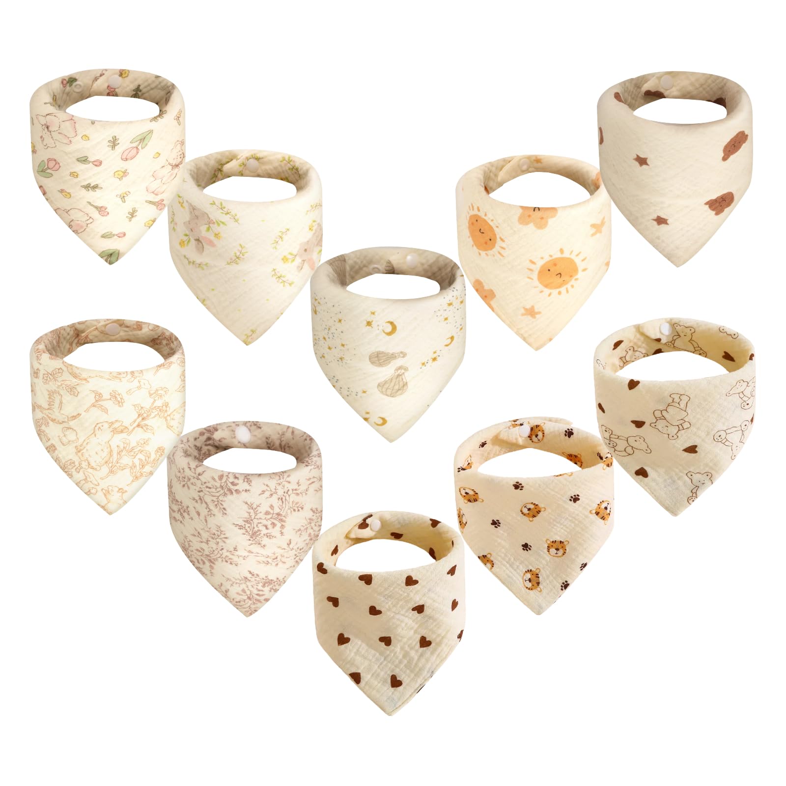 TDHD Leaf & Squirrel Series muslin drool bib with snap closure
